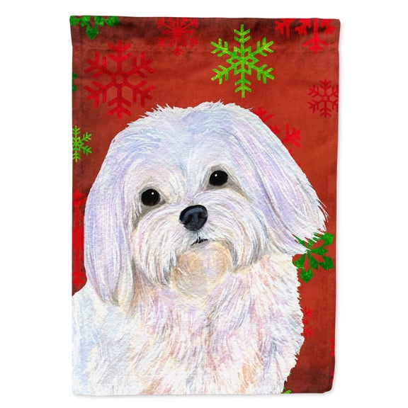 Carolines Treasures SS4689-FLAG-PARENT Maltese Red and Green Snowflakes Holiday Christmas Flag  multicolor