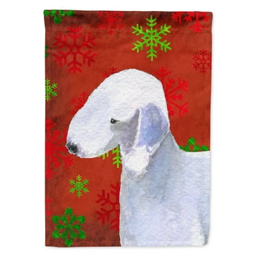 Carolines Treasures SS4690-FLAG-PARENT Bedlington Terrier Red and Green Snowflakes Holiday Christmas Flag  multicolor