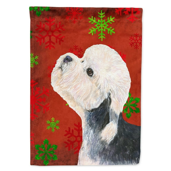 Carolines Treasures SS4710-FLAG-PARENT Dandie Dinmont Terrier Red Green Snowflakes Christmas Flag  multicolor