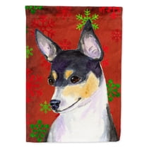 Carolines Treasures SS4725-FLAG-PARENT Chihuahua Red and Green Snowflakes Holiday Christmas Flag  multicolor