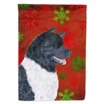 Carolines Treasures SS4728-FLAG-PARENT Akita Red and Green Snowflakes Holiday Christmas Flag  multicolor