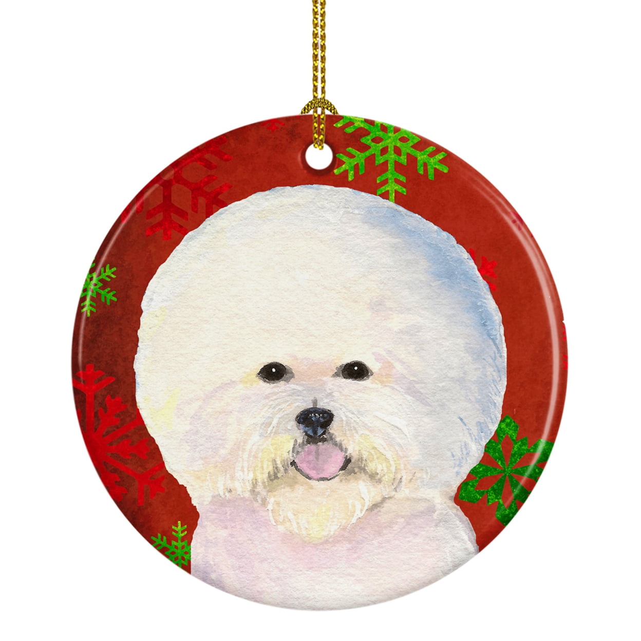 Ornamento Natalizio In Ceramica Boxer Con Fiocchi Di Neve Rossi - Caroline's Treasures, Diametro 7 Cm, Personalizzabile