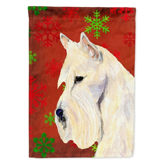 Carolines Treasures SS4737-FLAG-PARENT Scottish Terrier Red Green Snowflakes Holiday Christmas Flag Garden multicolor