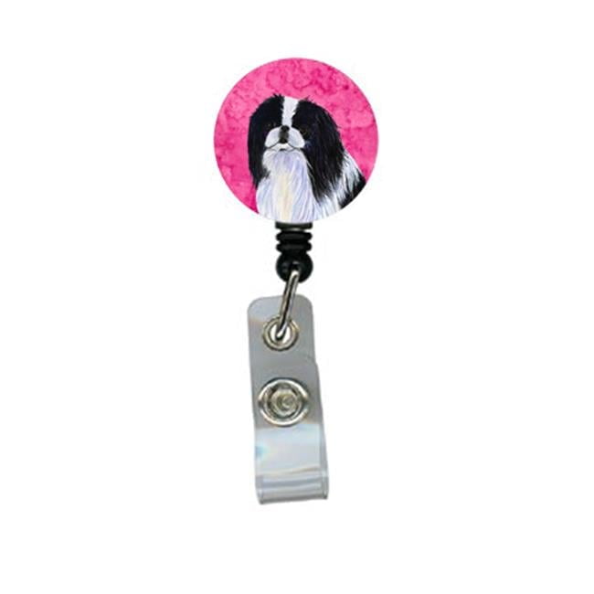 Carolines Treasures SS4743-PK-BR Japanese Chin Retractable Badge Reel Or Id Holder With Clip