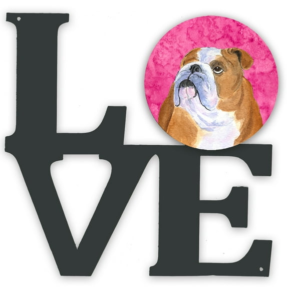 Carolines Treasures SS4767-PKWALV Pink English Bulldog Metal Wall Artwork LOVE 12X12 multicolor