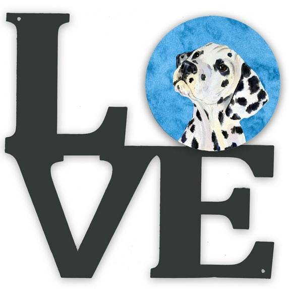 Carolines Treasures SS4768-BUWALV Blue Dalmatian Metal Wall Artwork LOVE 12X12 multicolor