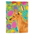 thumbnail image 1 of Carolines Treasures SS4811-FLAG-PARENT Min Pin Easter Eggtravaganza Flag  multicolor, 1 of 2