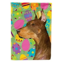Carolines Treasures SS4813-FLAG-PARENT Doberman Easter Eggtravaganza Flag  multicolor