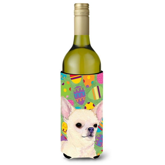 Carolines Treasures SS4817LITERK Chihuahua Easter Eggtravaganza Wine Bottle Hugger Wine Bottle multicolor