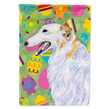 Carolines Treasures SS4820-FLAG-PARENT Borzoi Easter Eggtravaganza Flag  multicolor