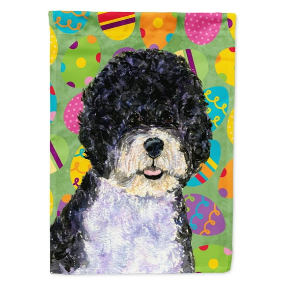 Carolines Treasures SS4835-FLAG-PARENT Portuguese Water Dog Easter Eggtravaganza Flag  multicolor