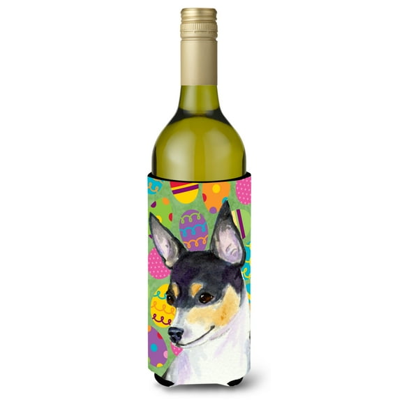 Carolines Treasures SS4863LITERK Chihuahua Easter Eggtravaganza Wine Bottle Hugger Wine Bottle multicolor