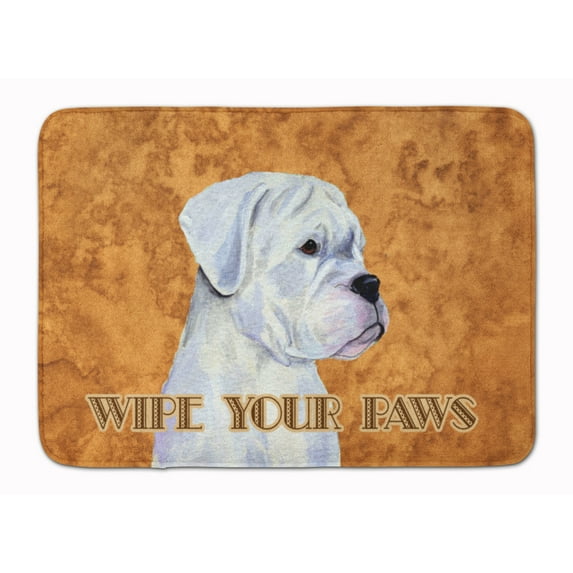 Carolines Treasures SS4887RUG White Boxer Wipe your Paws Machine Washable Memory Foam Mat 19 X 27" multicolor
