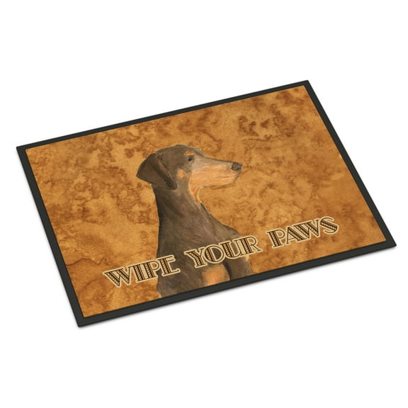Carolines Treasures SS4899MAT Chocolate Natural Eared Doberman Wipe your Paws Doormat 18x27 27"L x 18"W multicolor