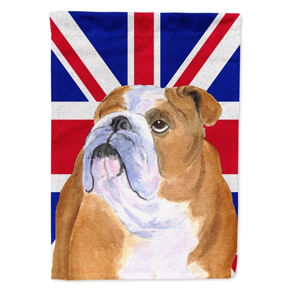 Carolines Treasures SS4933CHF English Bulldog with English Union Jack British Flag House Flag House Size multicolor
