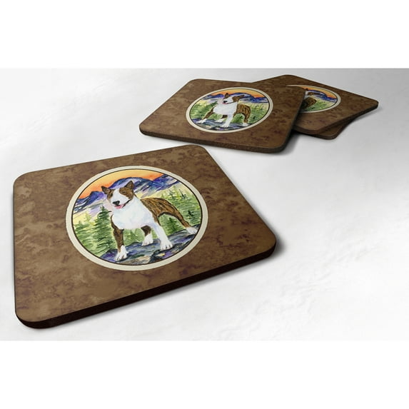 Carolines Treasures SS8167FC Bull Terrier Foam Coaster Set of 4 3 1/2 x 3 1/2 multicolor