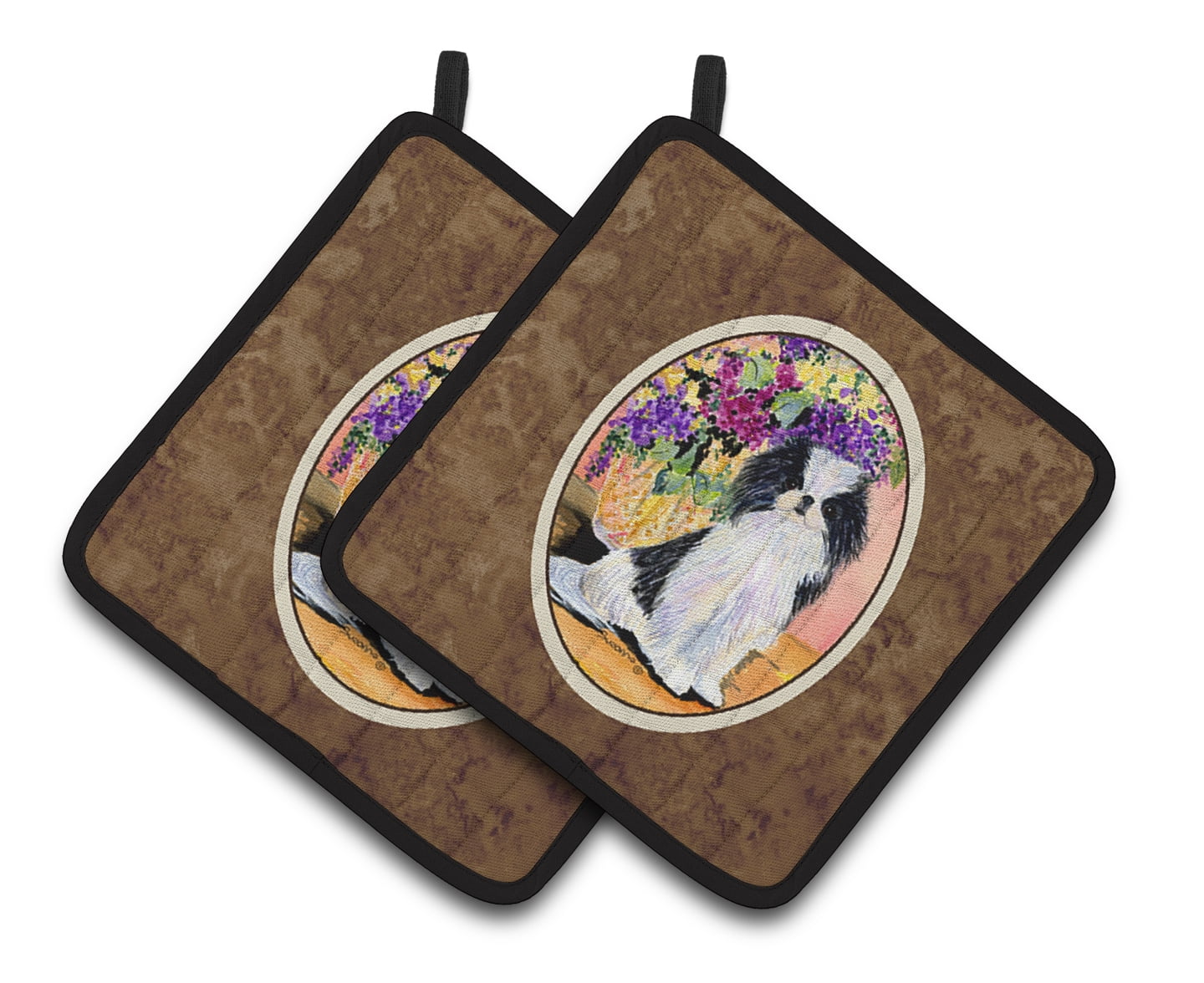 Carolines Treasures SS8299PTHD Japanese Chin Pair of Pot Holders, 7.5HX7.5W, multicolor