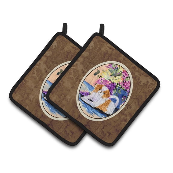 Carolines Treasures SS8300PTHD Japanese Chin Pair of Pot Holders, 7.5HX7.5W, multicolor