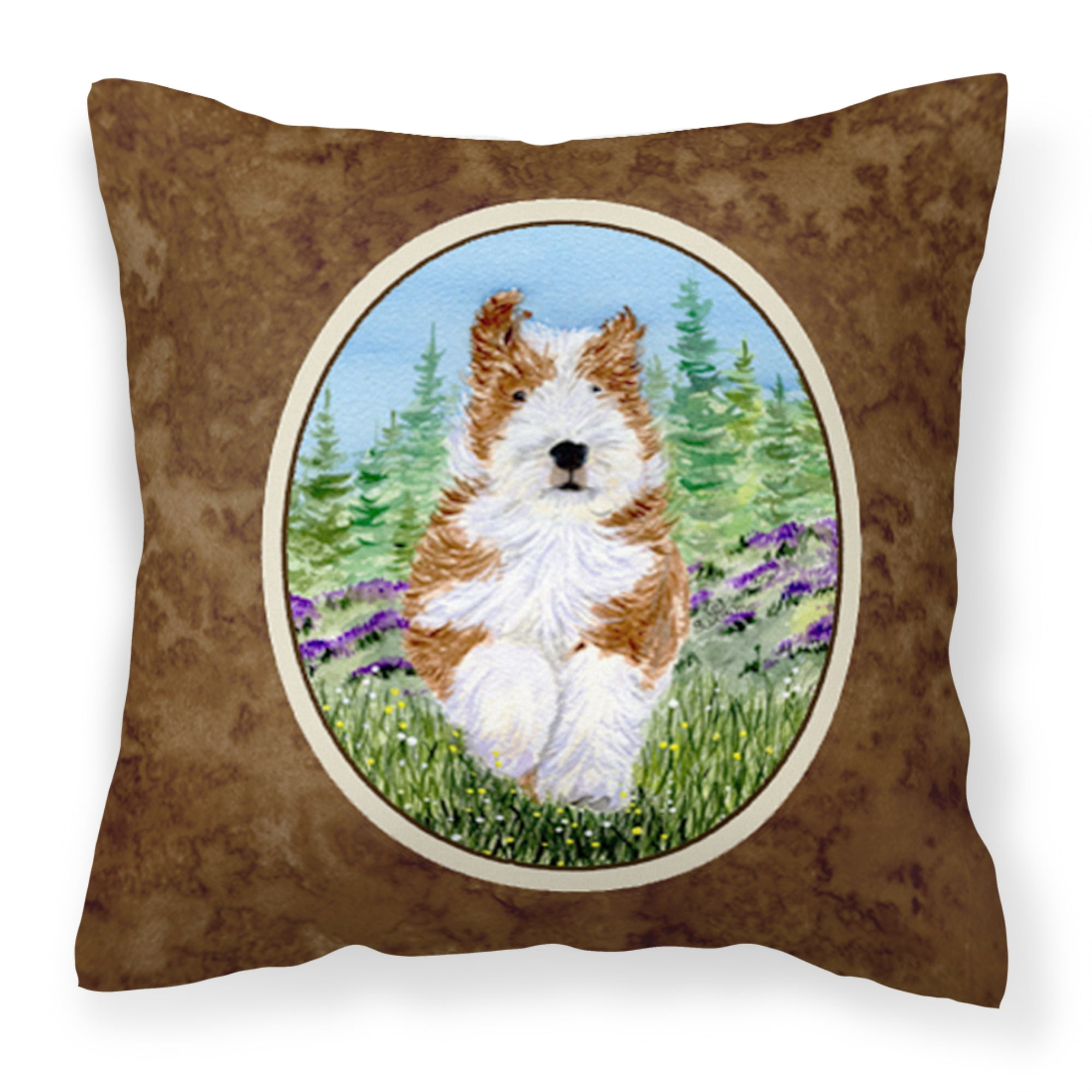 Carolines Treasures SS8320PW1414 Bearded Collie Fabric Decorative Pillow, 14Hx14W, multicolor