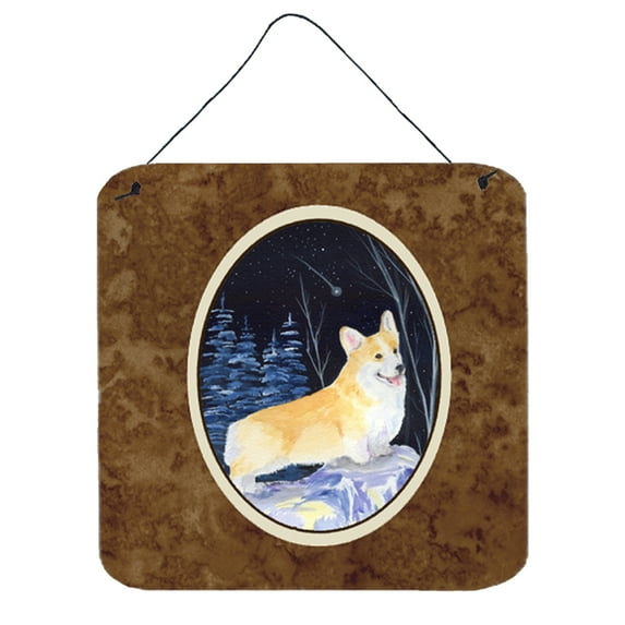 Carolines Treasures SS8353DS66 Starry Night Corgi Wall or Door Hanging Prints 6x6 multicolor