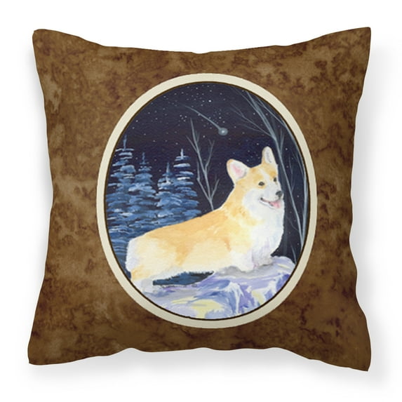 Carolines Treasures SS8353PW1414 Starry Night Corgi Fabric Decorative Pillow, 14Hx14W, multicolor