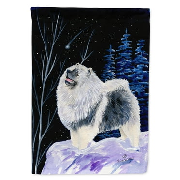 Carolines Treasures SS8357-FLAG-PARENT Starry Night Keeshond Flag  multicolor