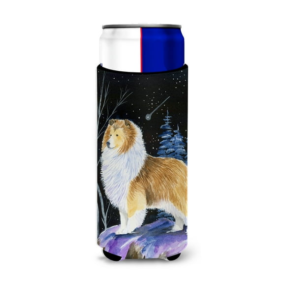 Carolines Treasures SS8368MUK Starry Night Sheltie Ultra Hugger for slim cans Slim Can multicolor