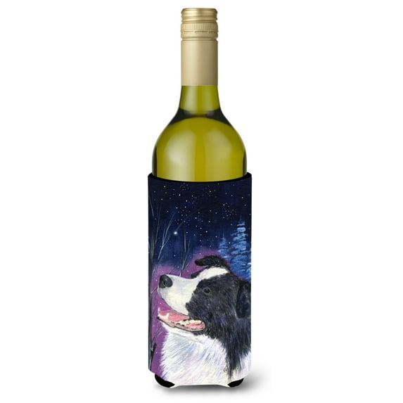 Carolines Treasures SS8369LITERK Starry Night Border Collie Wine Bottle Hugger Wine Bottle multicolor