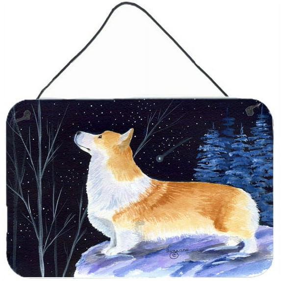 Carolines Treasures SS8373DS812 Starry Night Corgi Indoor Aluminium Metal Wall or Door Hanging Prints 8x12 multicolor