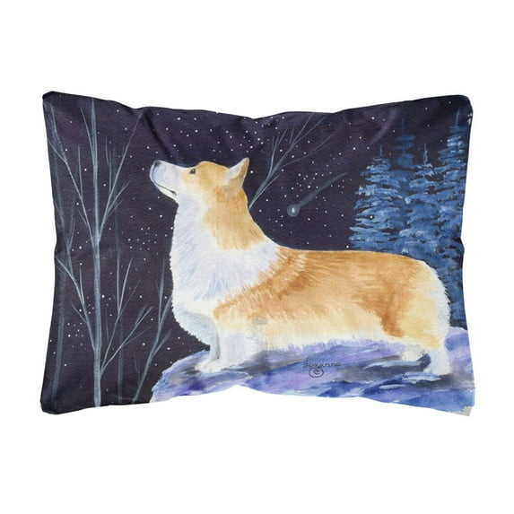 Carolines Treasures SS8373PW1216 Starry Night Corgi Decorative Canvas Fabric Pillow 12H x16W multicolor
