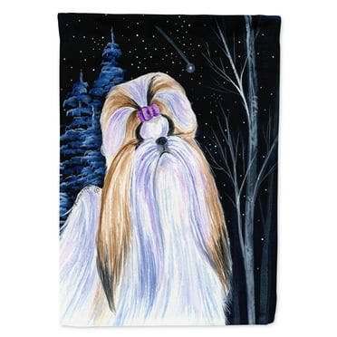 Carolines Treasures SS8381CHF Starry Night Shih Tzu Flag Canvas, Large, Multicolor