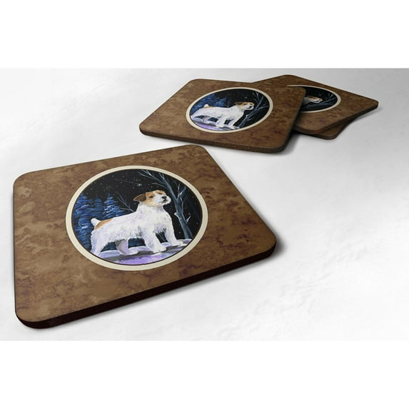 Carolines Treasures SS8388FC Starry Night Jack Russell Terrier Foam Coaster Set of 4 3 1/2 x 3 1/2 multicolor
