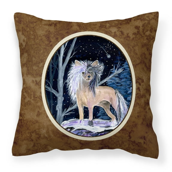 Carolines Treasures SS8390PW1414 Starry Night Chinese Crested Fabric Decorative Pillow, 14Hx14W, multicolor