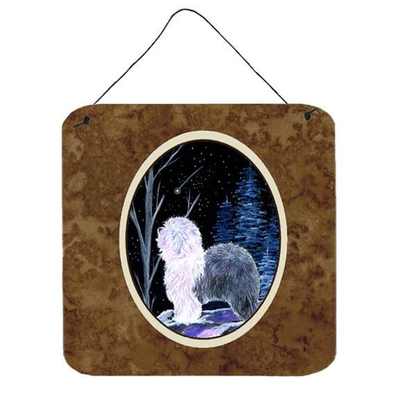 Carolines Treasures SS8401DS66 Starry Night Old English Sheepdog Wall or Door Hanging Prints 6x6 multicolor