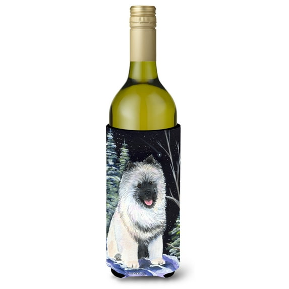 Carolines Treasures SS8404LITERK Starry Night Keeshond Wine Bottle Hugger Wine Bottle multicolor