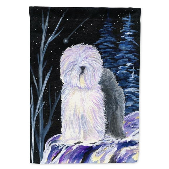 Carolines Treasures SS8406-FLAG-PARENT Starry Night Old English Sheepdog Flag  multicolor