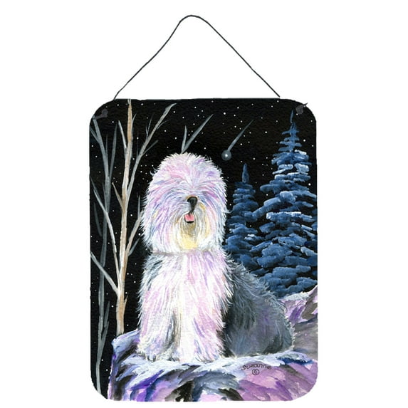 Carolines Treasures SS8409DS1216 Starry Night Old English Sheepdog Wall or Door Hanging Prints 12x16 multicolor