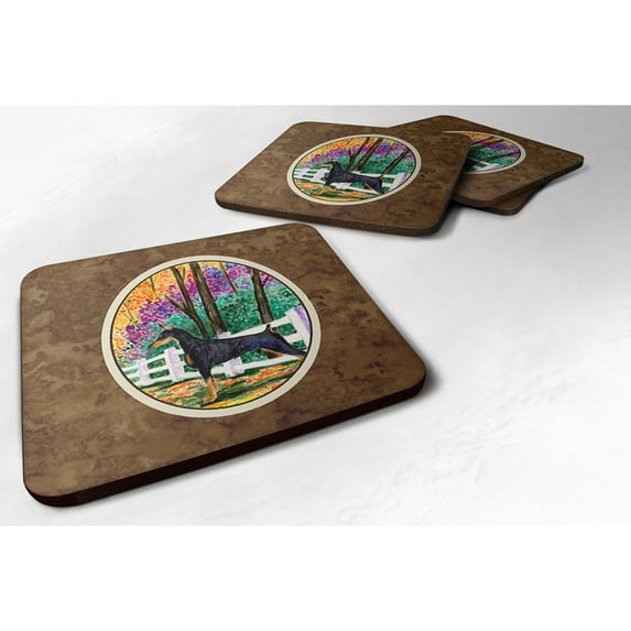 Carolines Treasures SS8428FC Doberman Foam Coaster Set of 4 3 1/2 x 3 1/2 multicolor