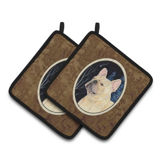 Carolines Treasures SS8441PTHD Starry Night French Bulldog Pair of Pot Holders 7.5HX7.5W multicolor
