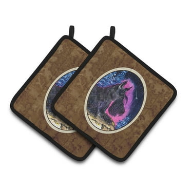 Carolines Treasures SS8442PTHD Starry Night Scottish Terrier Pair of Pot Holders, 7.5HX7.5W, multicolor