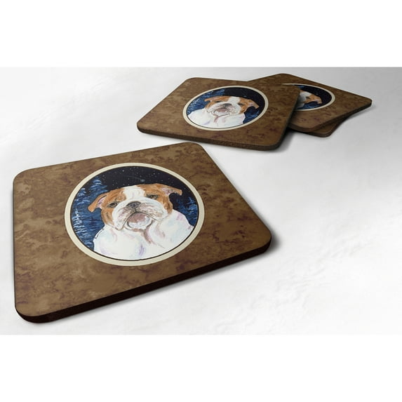 Carolines Treasures SS8447FC Starry Night English Bulldog Foam Coaster Set of 4 3 1/2 x 3 1/2 multicolor