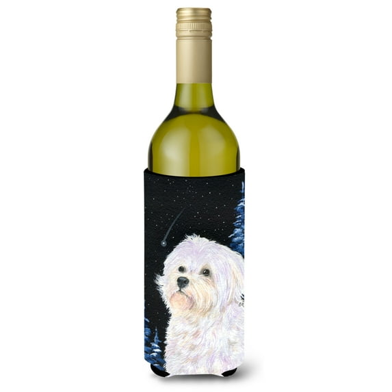 Carolines Treasures SS8461LITERK Starry Night Maltese Wine Bottle Hugger Wine Bottle multicolor