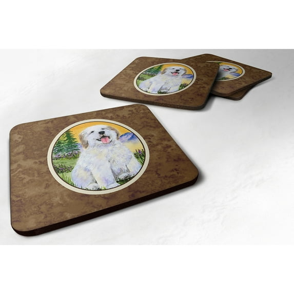 Carolines Treasures SS8469FC Great Pyrenees Foam Coaster Set of 4 3 1/2 x 3 1/2 multicolor