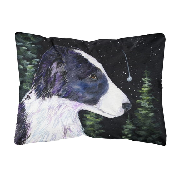 Carolines Treasures SS8490PW1216 Starry Night Border Collie Decorative Canvas Fabric Pillow 12H x16W multicolor