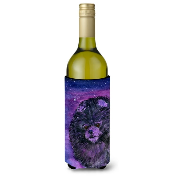 Carolines Treasures SS8501LITERK Starry Night Pomeranian Wine Bottle Hugger Wine Bottle multicolor