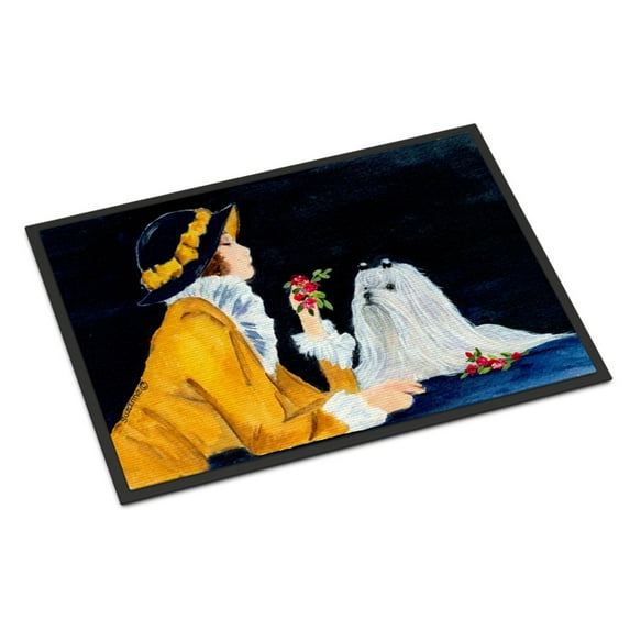 Carolines Treasures SS8537JMAT Lady with her Maltese Doormat 24x36 36"L x 24"W multicolor