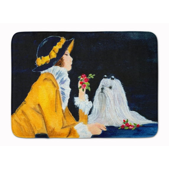 Carolines Treasures SS8537RUG Lady with her Maltese Machine Washable Memory Foam Mat 19 X 27" multicolor