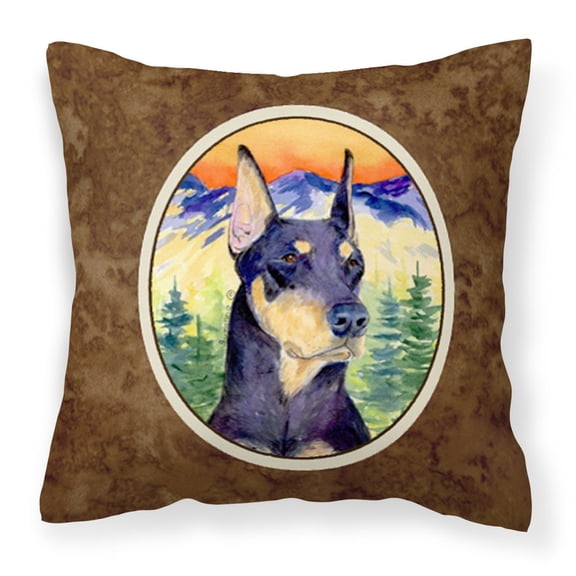 Carolines Treasures SS8658PW1414 Doberman Fabric Decorative Pillow, 14Hx14W, multicolor