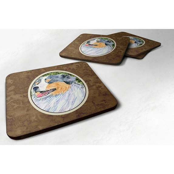 Carolines Treasures SS8736FC Australian Shepherd Foam Coaster Set of 4 3 1/2 x 3 1/2 multicolor