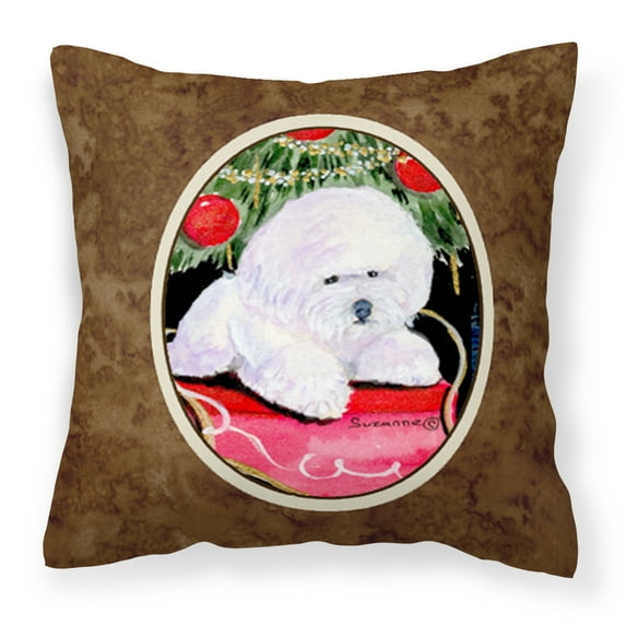 Carolines Treasures SS8957PW1414 Christmas Tree with Bichon Frise Fabric Decorative Pillow, 14Hx14W, multicolor